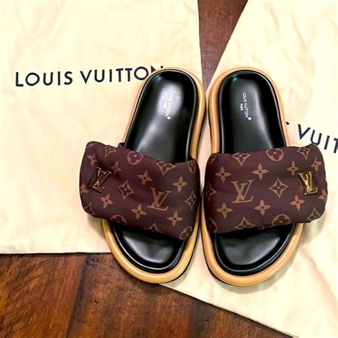 louis vuitton slides fur|Louis Vuitton puffer slides.